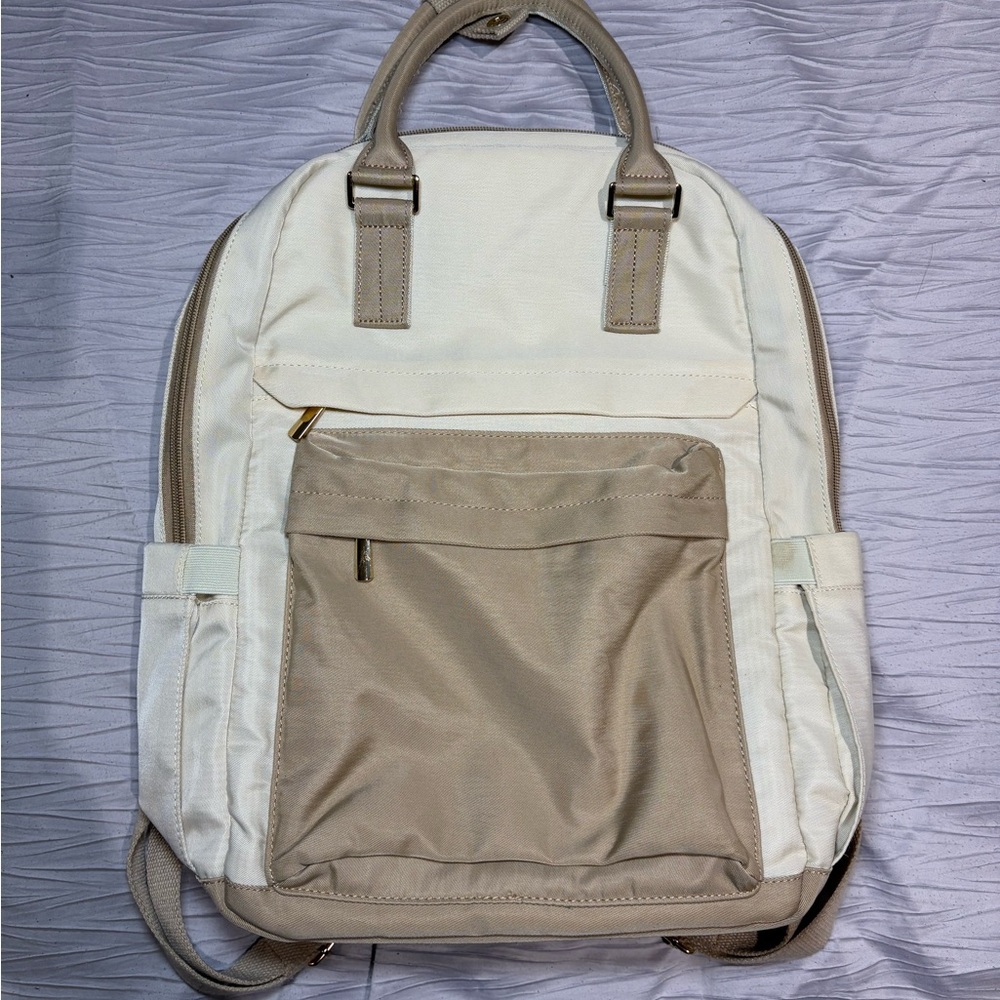 Cream and Tan Backpack